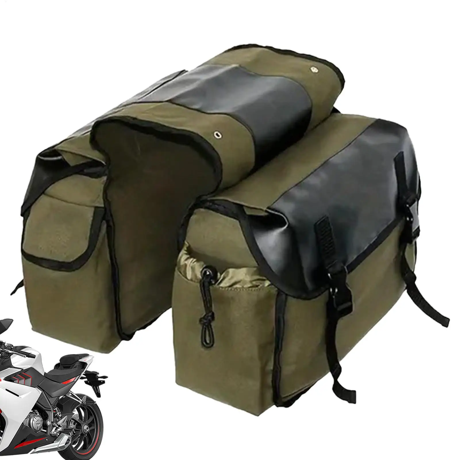 

Motorcycle Saddle Bags Waterproof Canvas Organizer Motorcycle Side Bag For Motorbike Bicycle Scooter Touring Commuting Travel