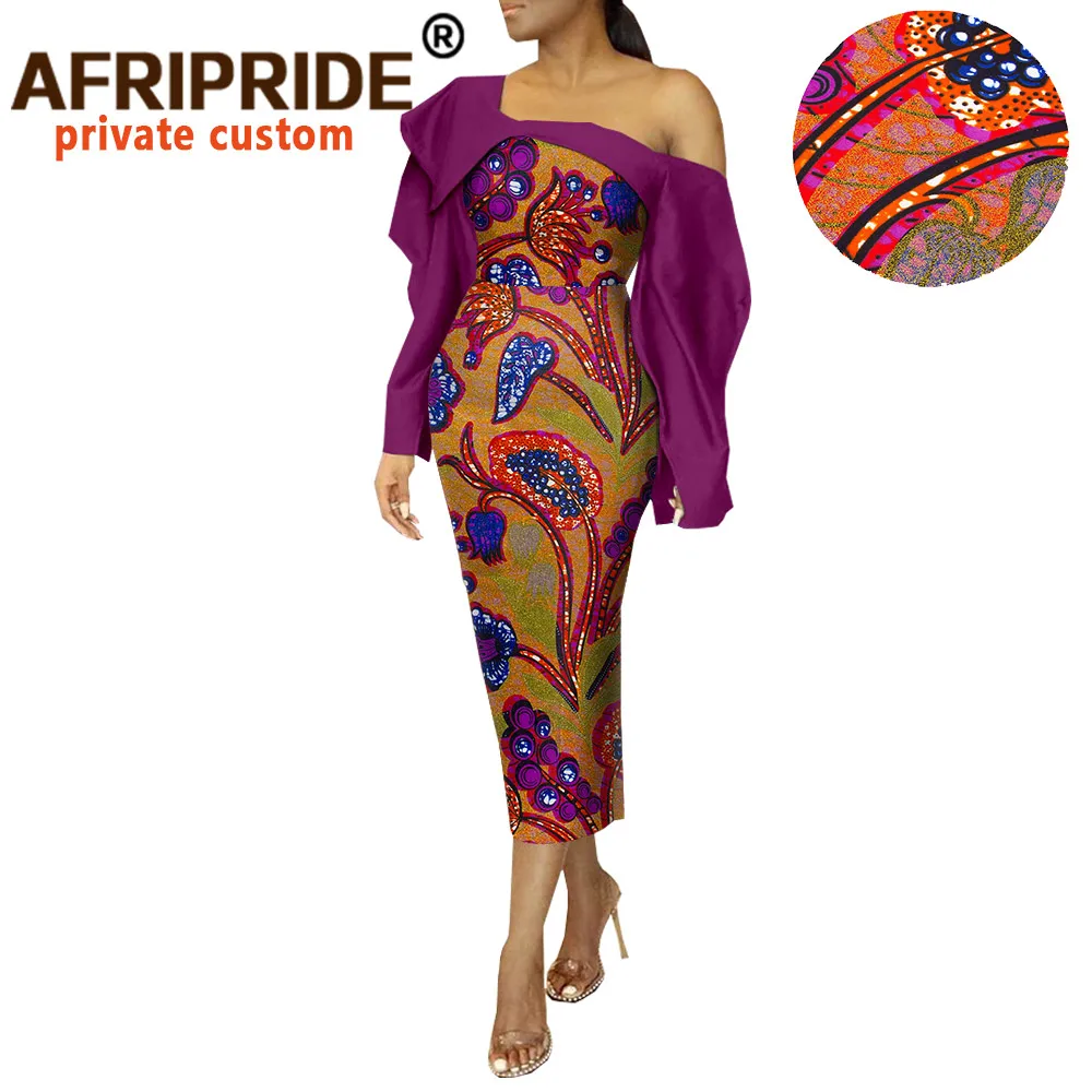 African Print Dresses for Women Fashion Bodycon Dress Casual Slim Fit Plus Size Long Sleeve Dashiki Outfits AFRIPRIDE A2025004