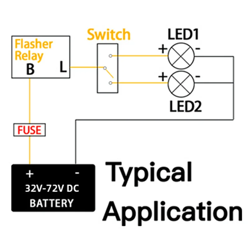 2 Pin Flasher Relay For LED 32V 48V 52V 60V 72V Frequency Relay Turn Signal Indicator Moto Motorcycle Flasher Accessories