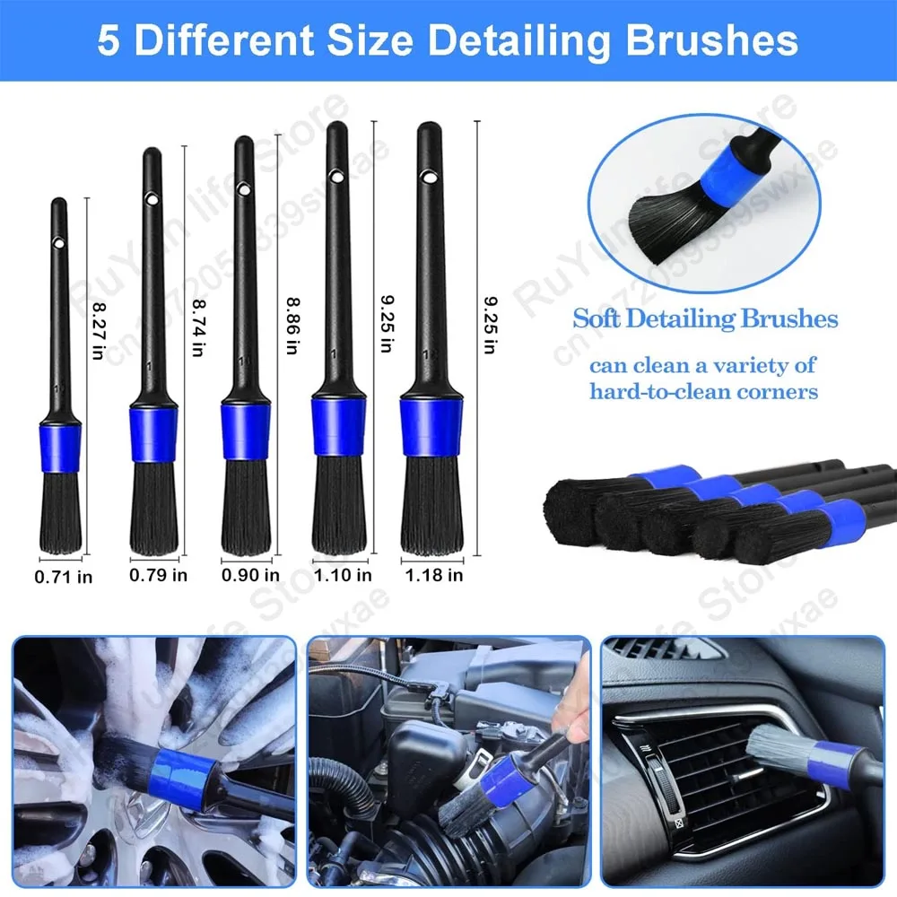 25Pcs Car Detailing Brush Set Scrubber Drill Detail Brushes Towel Kit Auto Air Conditioner Vent Windshield Wheel Cleaning Tools