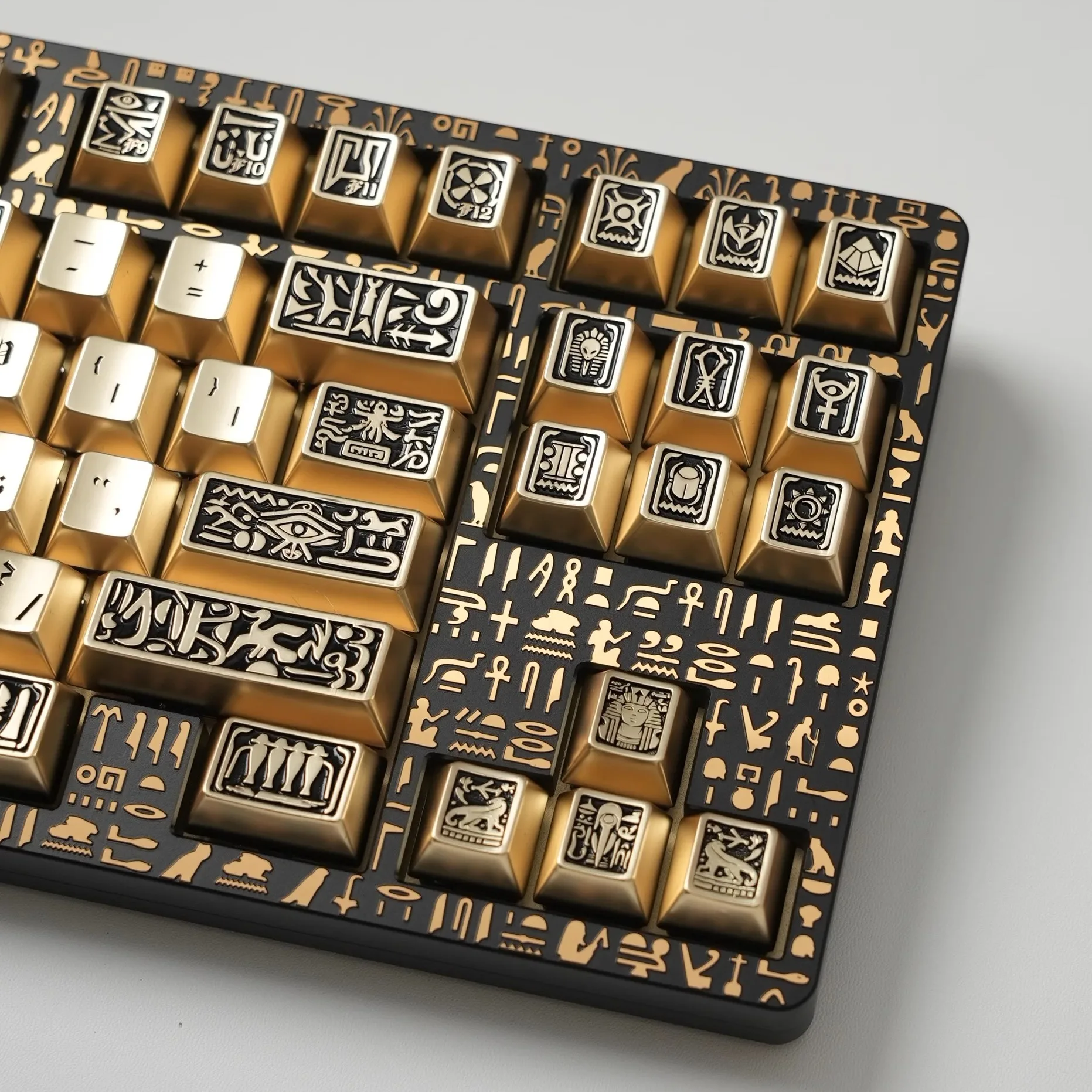 

Pharaoh's Secret Realm Theme Keycaps Set Zinc Alloy Arrow Keys Custom Original Handmade Keycaps for Mechanical Keyboard Gift