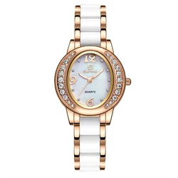 SENO Quartz Watches Ceramic Watch Fashion Jewelry Ladies Watch For Women Imitation Ceramic Watches Christmas Ornaments