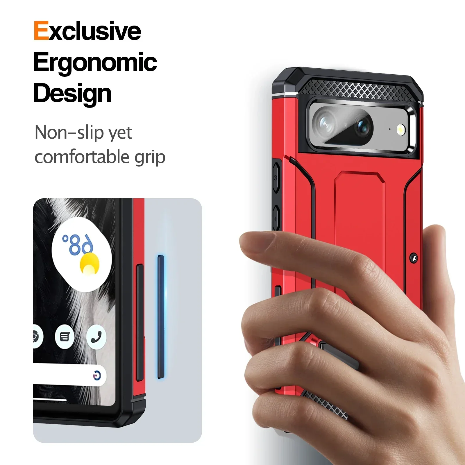 RapDuty-Coque de protection robuste antichoc avec support, étui pour Google Pixel 8 Pro, 8Pro, 7 Pro, 7A