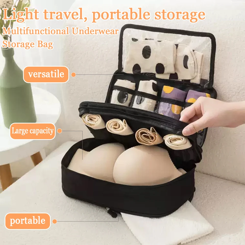 Tas penyimpanan pakaian dalam perjalanan baru, tas bra kationik perjalanan multifungsi, tas portabel berkapasitas besar