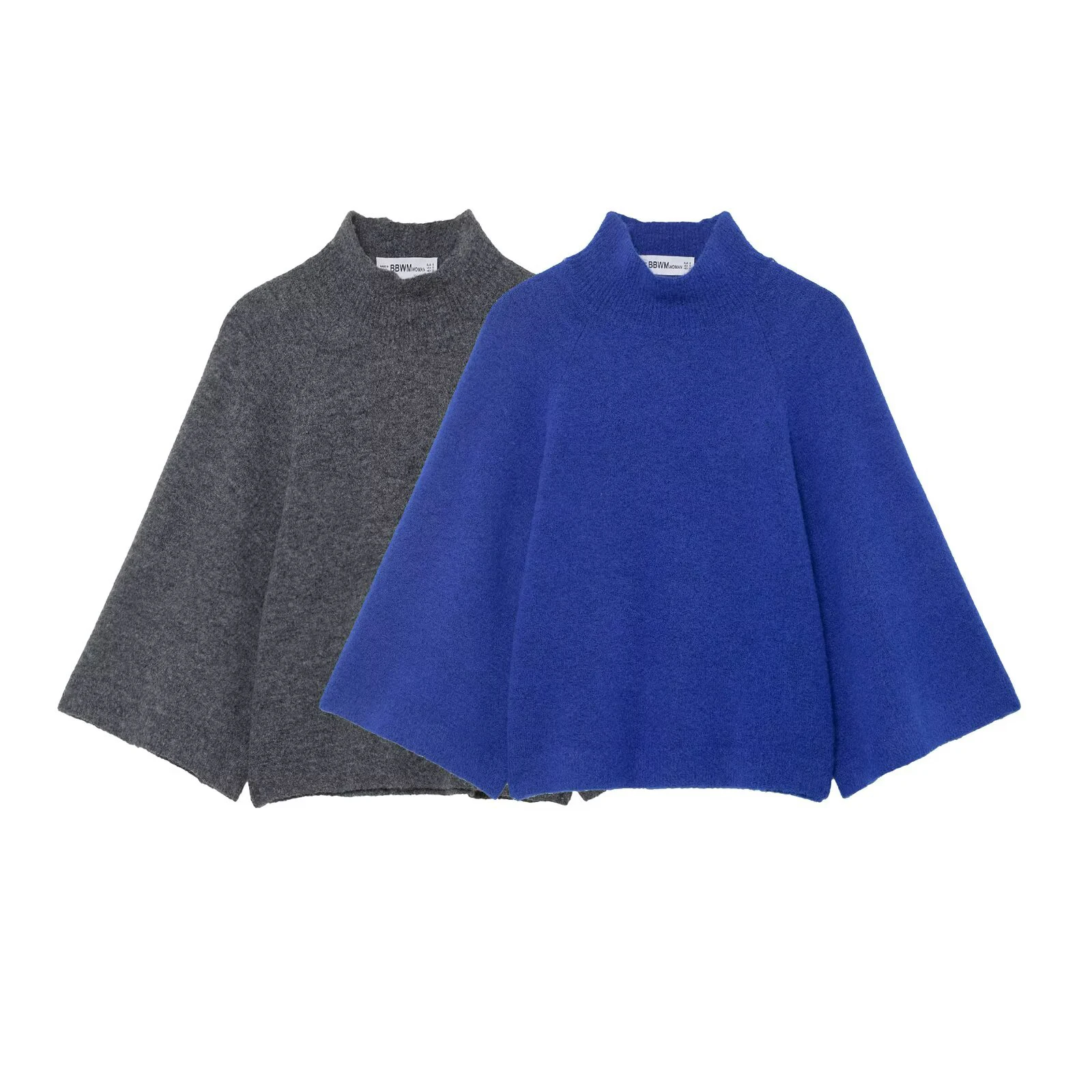 

European and American style winter new product women's loose and versatile commuting stand collar wide sleeved knitted sweater