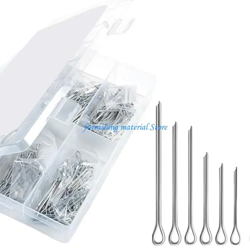

Y5GD 410Pcs Cotter Pin Assortment kits 6 Size Split Pin Fastener Hitch Pin Heavy Duty Hardware Pin for Trailer Locking