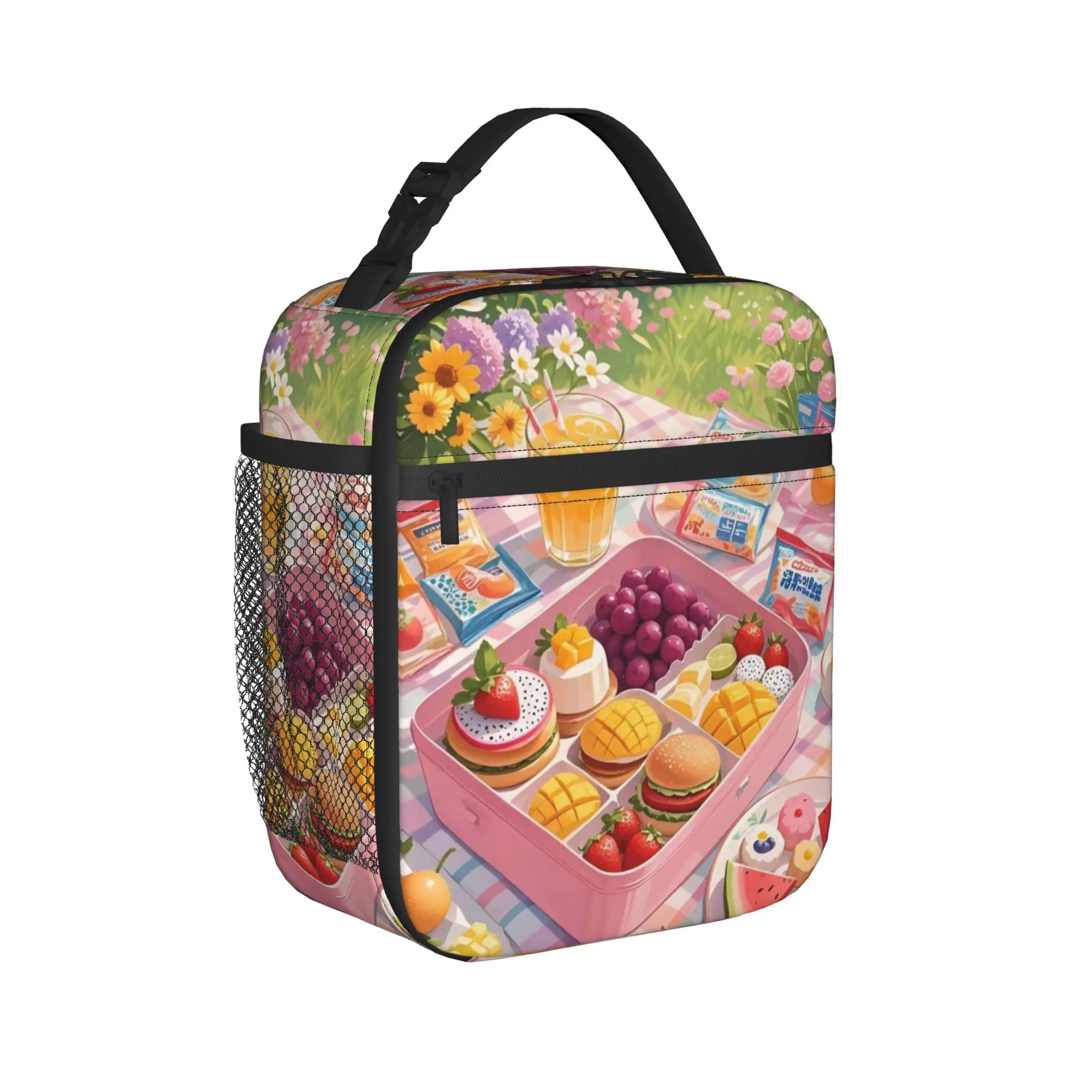 Lunch Idea Poster Manga Lunch Bag  Aesthetic Lunch Box Outdoor Picnic Portable Zipper Tote Food Bags For Unisex Cooler Bag