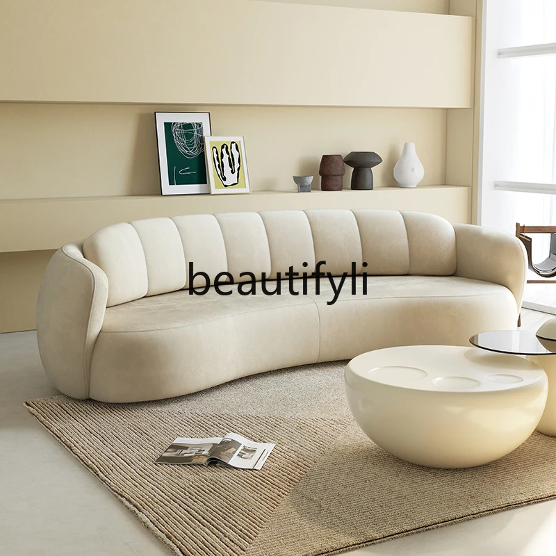 

Curved Sofa Living Room Modern Light Luxury Three-Seater Small Apartment Cream Style Moon Sofa