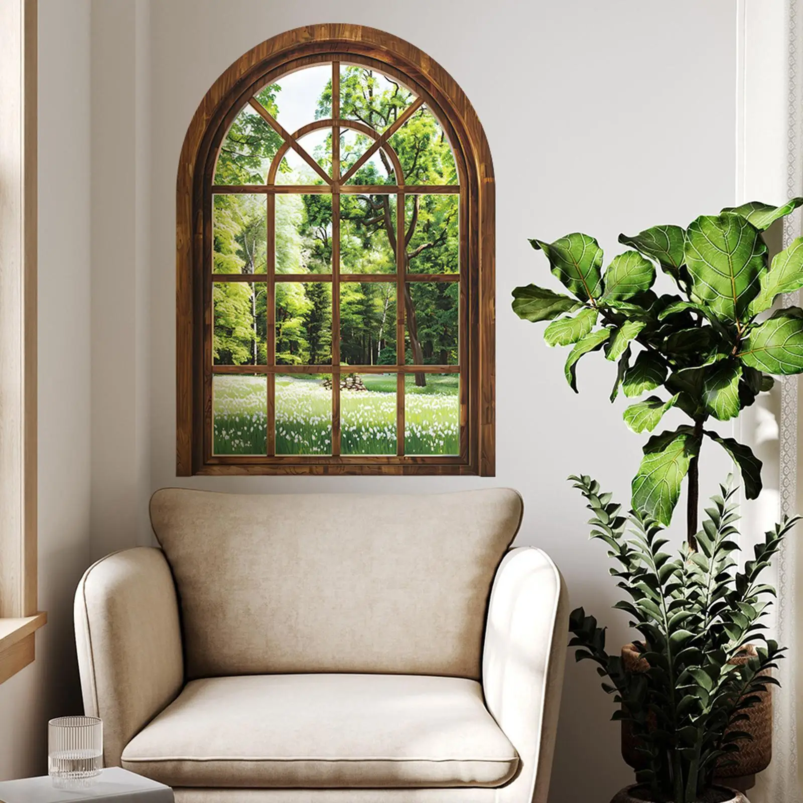 Faux Window Wall Sticker Decal Art Mural Dining Room Removable PVC Wallpaper