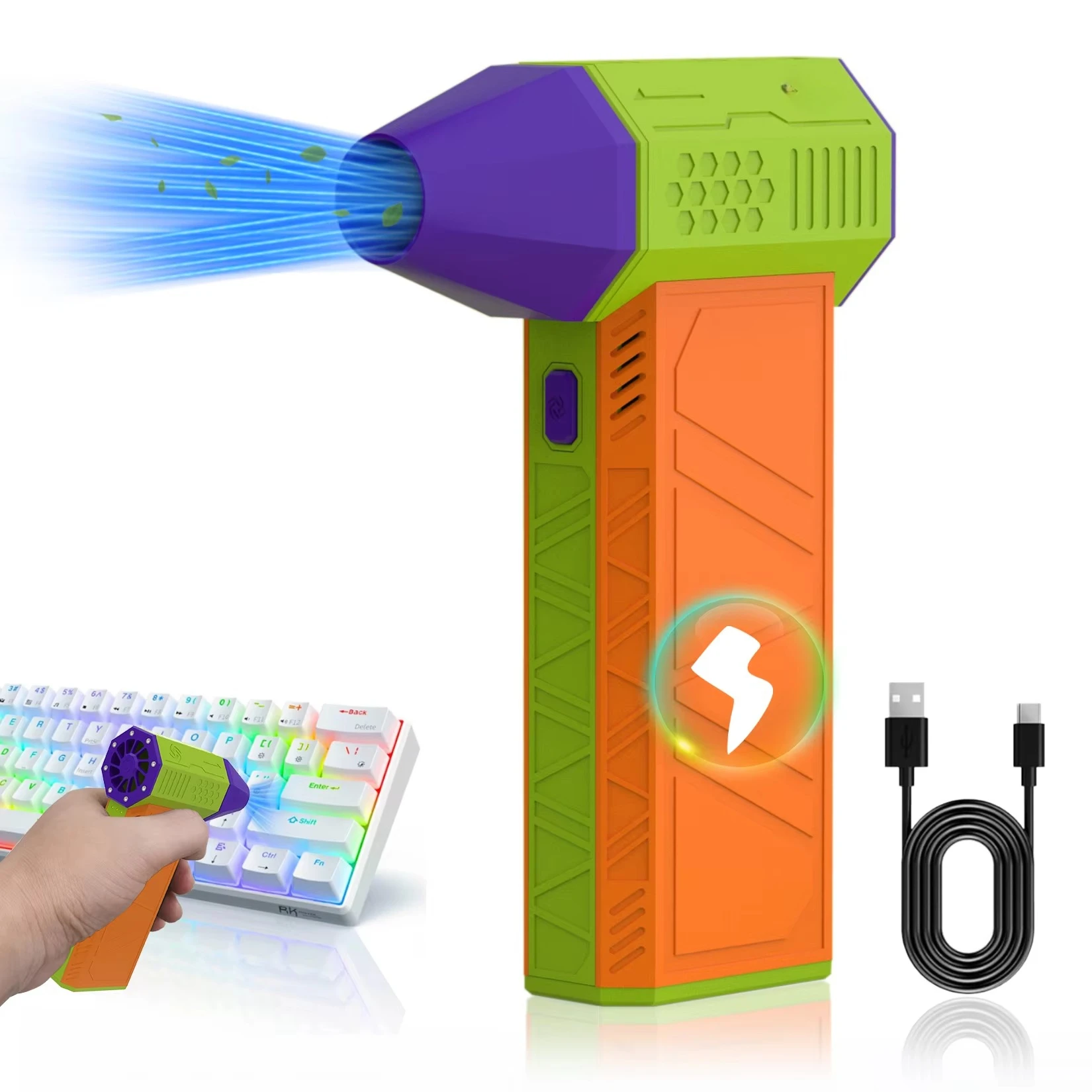 

Portable 6000mAh Cordless Mini Jet Blower Rechargeable PC Air Blow Compressed Electric Leaf Blower for Dry Cars Industrial Grade