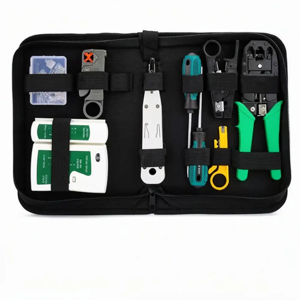 Professional Network Repair Tool Kit Ethernet Cable Tester Crimper Set Portable Home Office Maintenance Hardware Solution