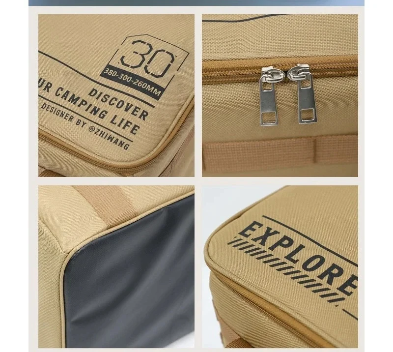 30-42L Camping Equipment Storage Bag Insulation Folding Storage Box Tableware Handbag Field Divider Tactical Camping Picnic Tool