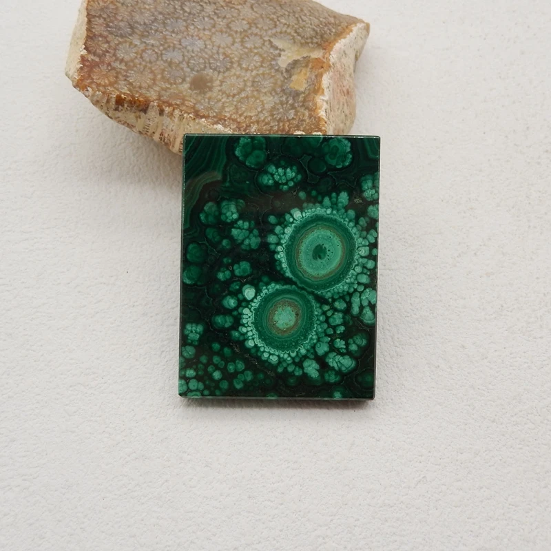 Natural Stone Malachite Cabochon,DIY Jewelry Making Pendant Accessories Free Drilling 51x38x7mm 48g