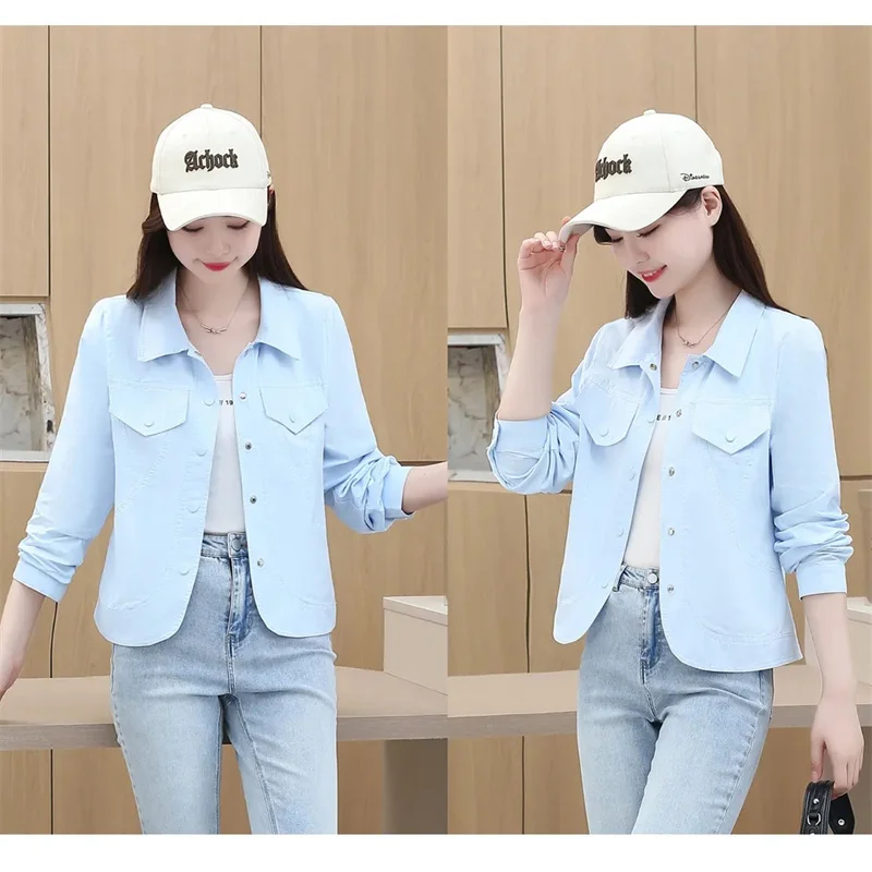 

Spring Autumn 2025 New Fashion Cowboy Coat Female Short Denim Washing Jacket Women's Western Style Outwear Temperament Tops Lady