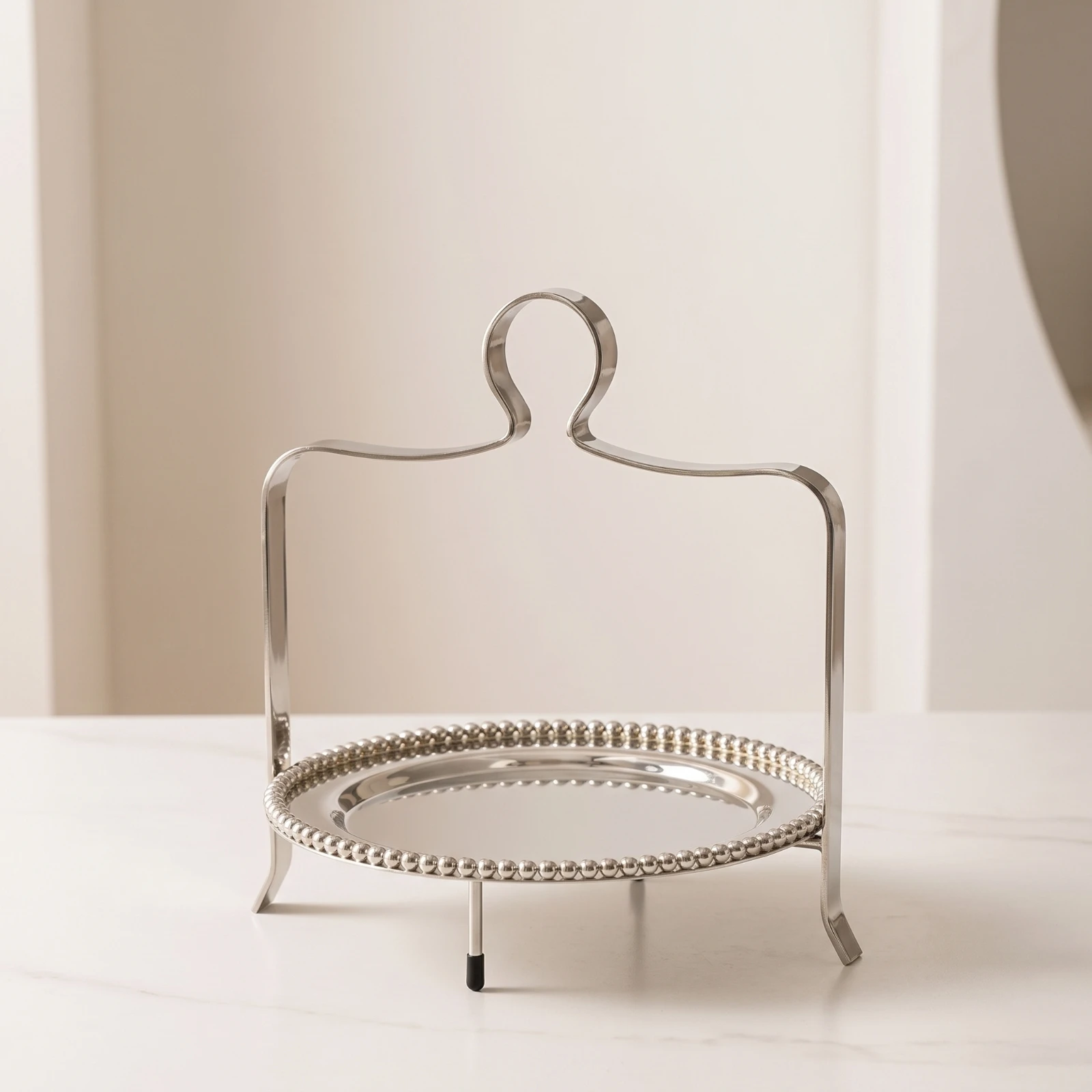 Dessert Stand with Handle Polished Stainless Steel Cake Stand Single Tier Dessert Riser Easy to Clean Long-Lasting for Bakers