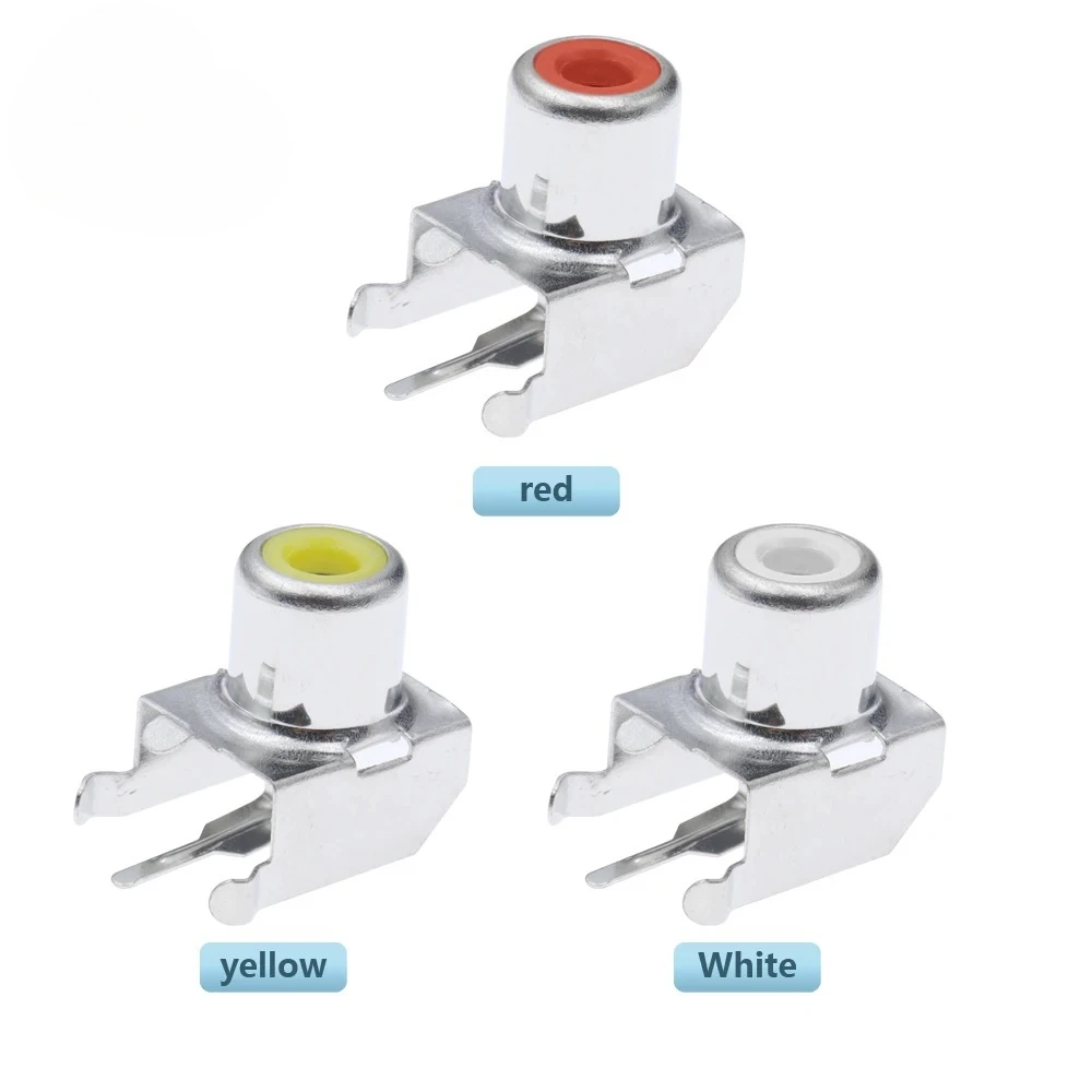 Lotus Seat AV Socket 4Pin RCA Single-hole PCB Soldering Audio Video Female Connector Nickel-plated