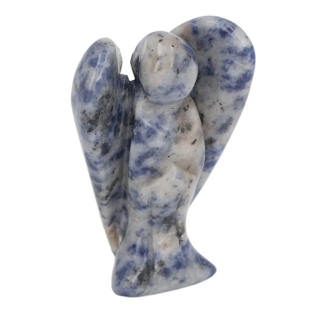 1pcs Hand Carved Natural Stone Guardian Angel Statue Polished Clear Quartz 1.97 Inch Size Comforting Crystal Figurine