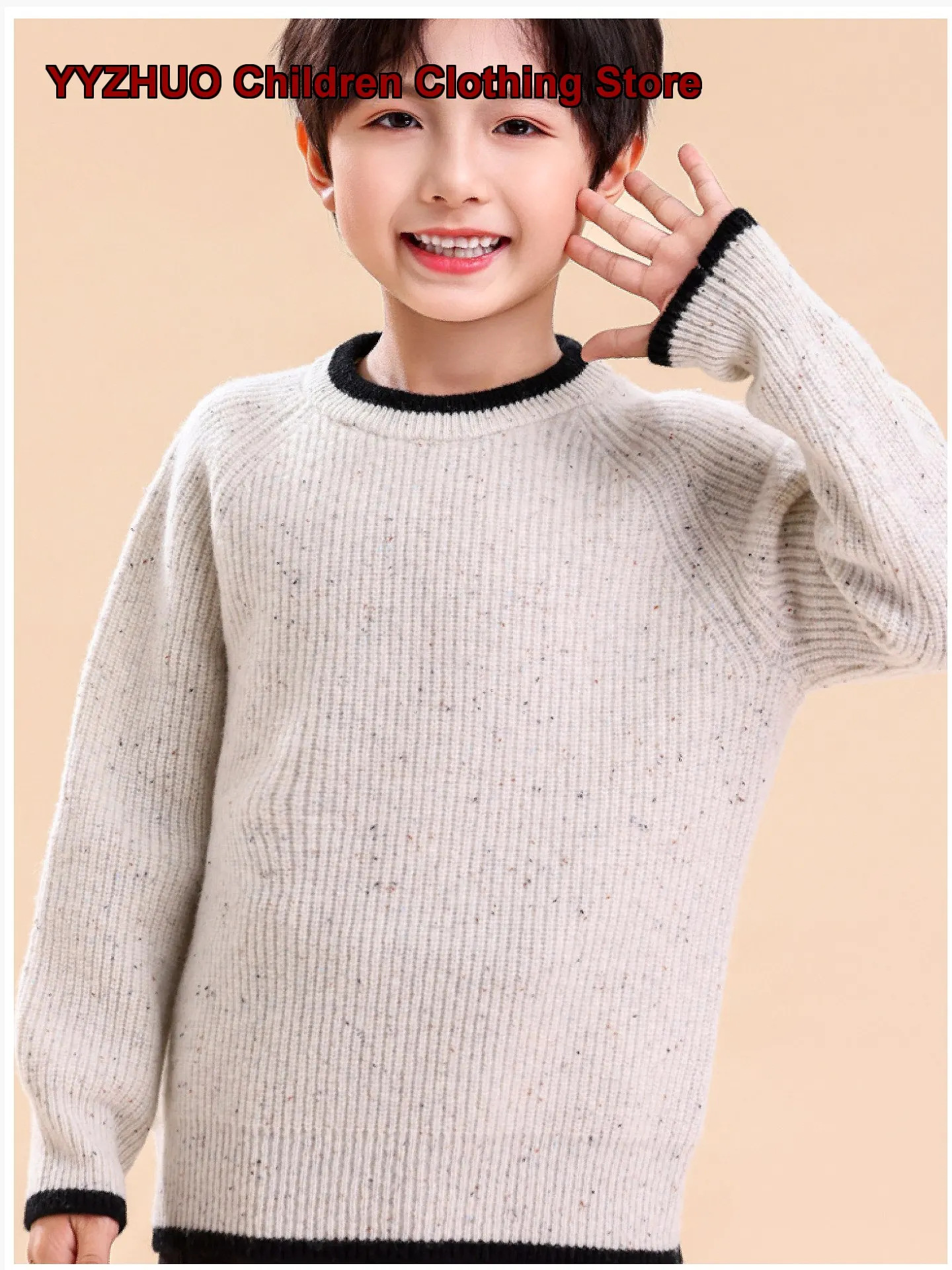 Kids Knit Top Thickened Boys Cashmere Sweater Girls Solid Color Base Layer Top Newborn Winter Warm