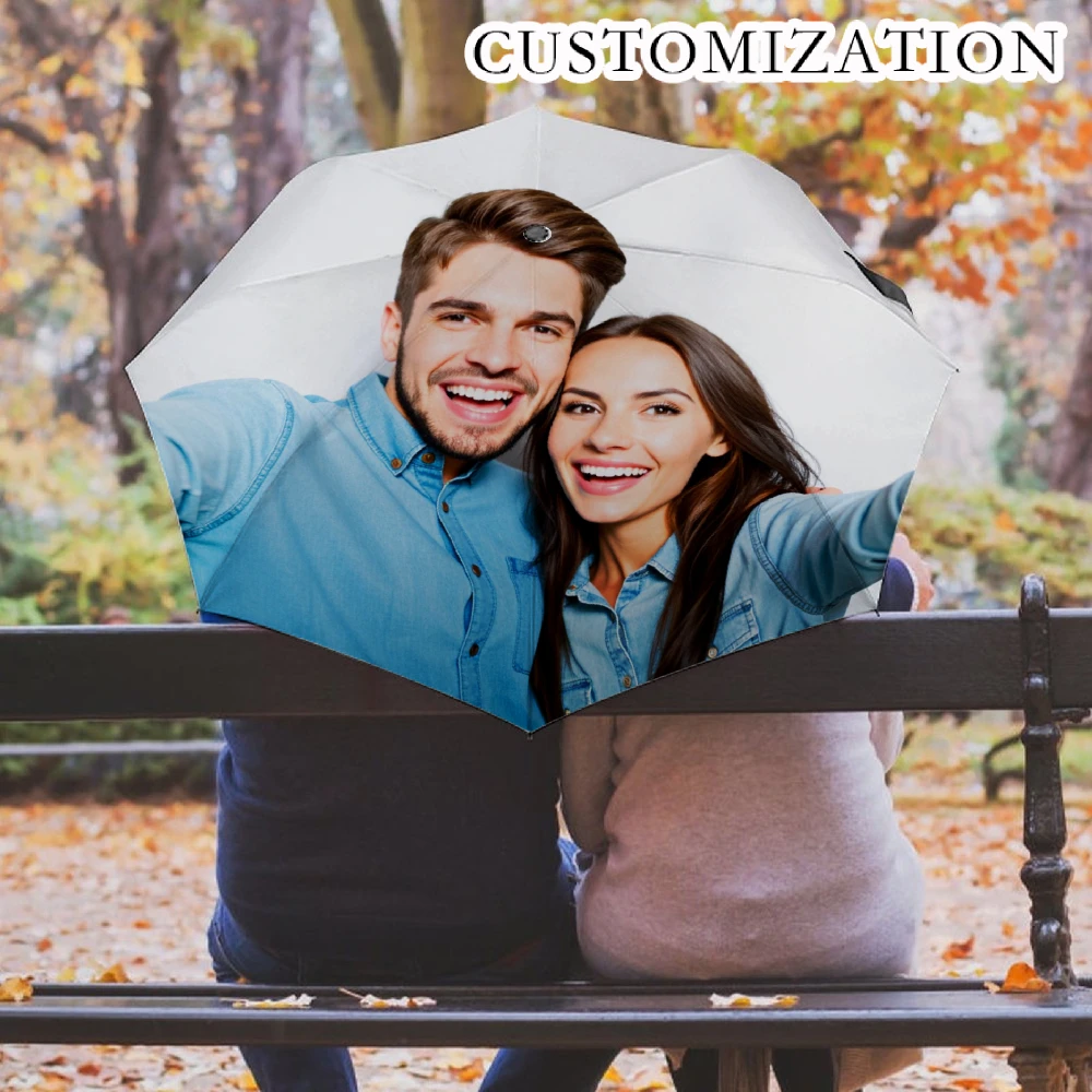 Custom Print Folding Umbrella, Personalized Pattern Photo Customized Compact Travel Umbrella, Windproof Water Repellent UPF50+