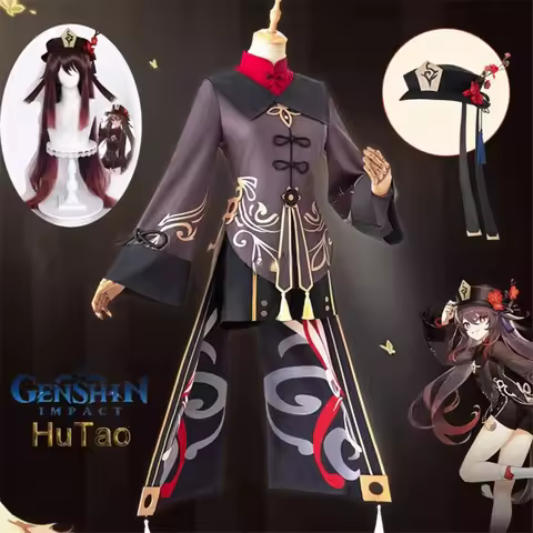 Game Genshin Impact Hutao Cosplay Costume Uniform Wig Cosplay Anime Game Hu Tao Chinese Style Halloween Costumes For Women Ani K
