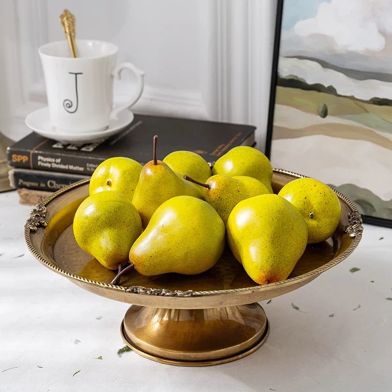 

European Style Vintage Brass Cake Plate - Handmade Round Tea Plate, American Made Fruit Tray, Jewelry Display, Antique Decor