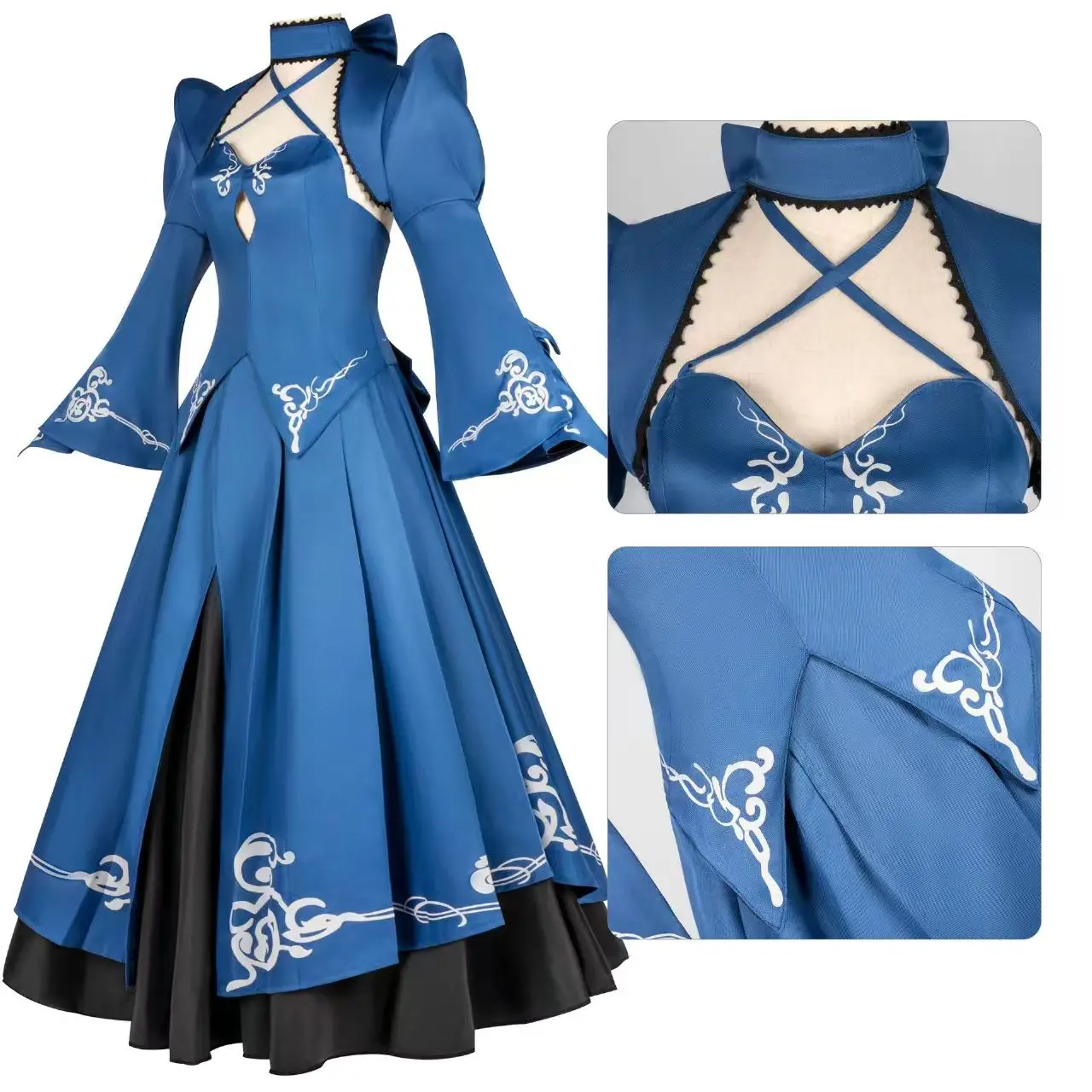 2025 جديد لعب الأدوار الزي المبارز التريا بيندراجون تأثيري حلي Fulujiacos الأسود صابر فستان كرنفال البدلة #4