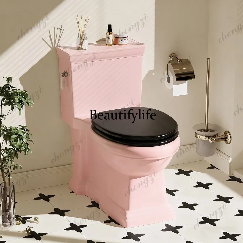 French Cream Wind Girl Pink Color Ordinary Toilet Household Creative American Toilet