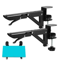 Foldable Keyboard Desk Side Clip Metal Keyboard Bracket Side Clip 2X Computer Desk Extension Bracket For Home Computer Room