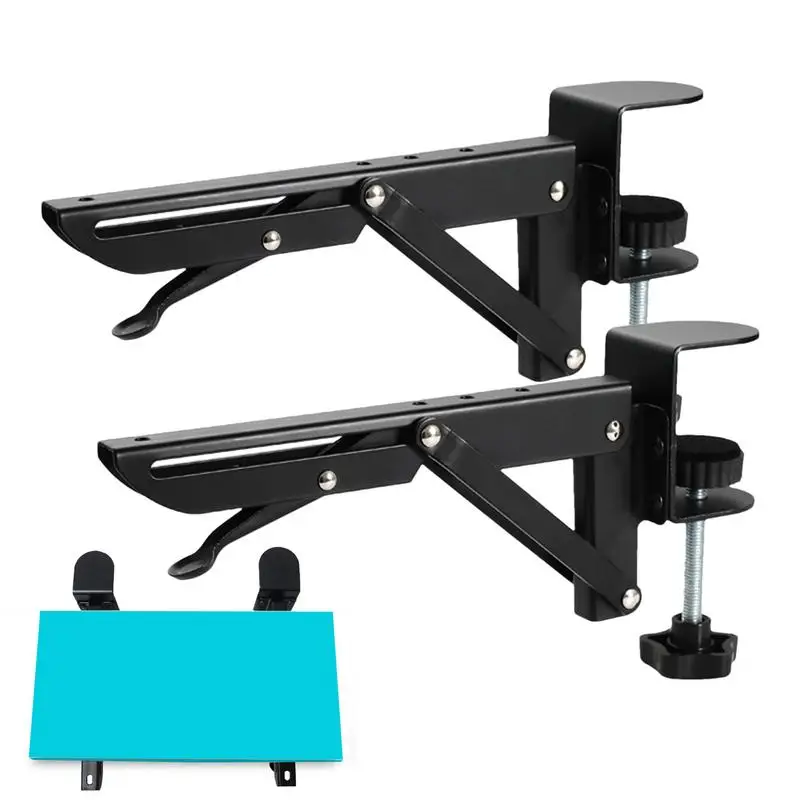 Foldable Keyboard Desk Side Clip Metal Keyboard Bracket Side Clip 2X Computer Desk Extension Bracket For Home Computer Room 