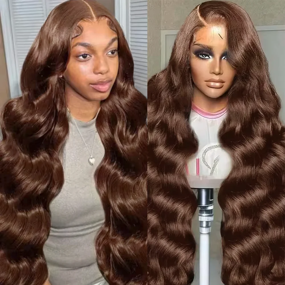 

Парик с HD-кружевной передней частью 13x4/13x6, темно-коричневый, с эффектом Body Wave, из натуральных человеческих волос, шоколадно-коричневый, 46 дюймов, бразильский, с предварительно выщипанной линией роста волос