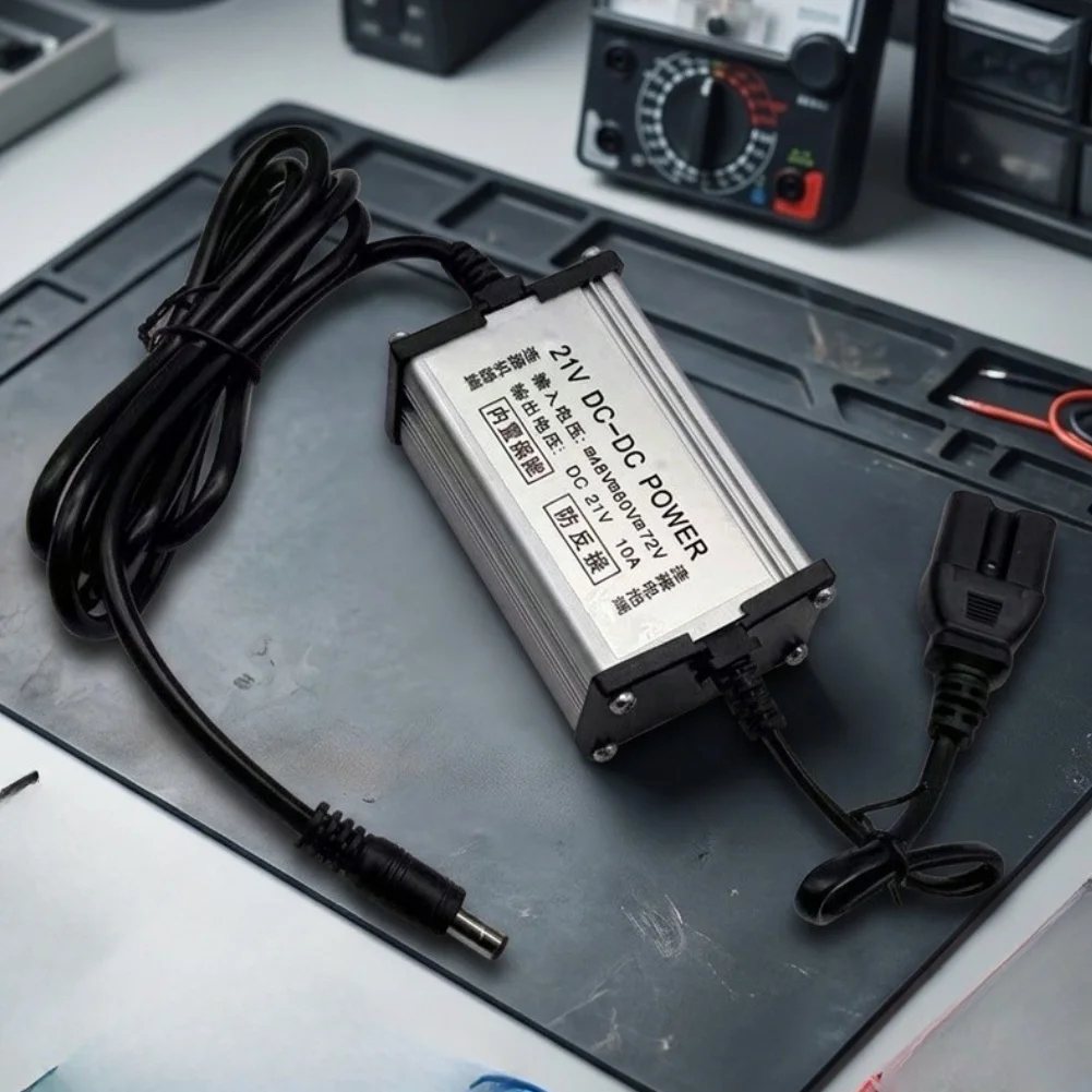 21V DC Power Converter Cable Rated for 10A Continuous Load with Input Range 36-72V and Robust Metal Plastic Build
