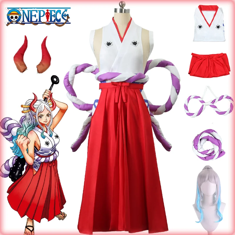 Anime One Piece Yamato Cosplay Costume Kimono Outfits Vest and Pants Halloween Carnival Party Uniform Suit for Adult Girls Set