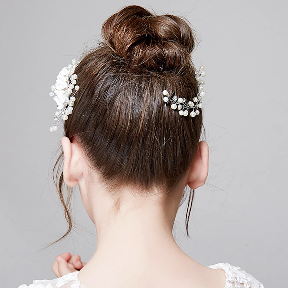

Pearl Leaf Hair Comb White Rose Beautiful Wedding Bridal Headdress Hair Accessory for Bride Party Prom Special Occasions