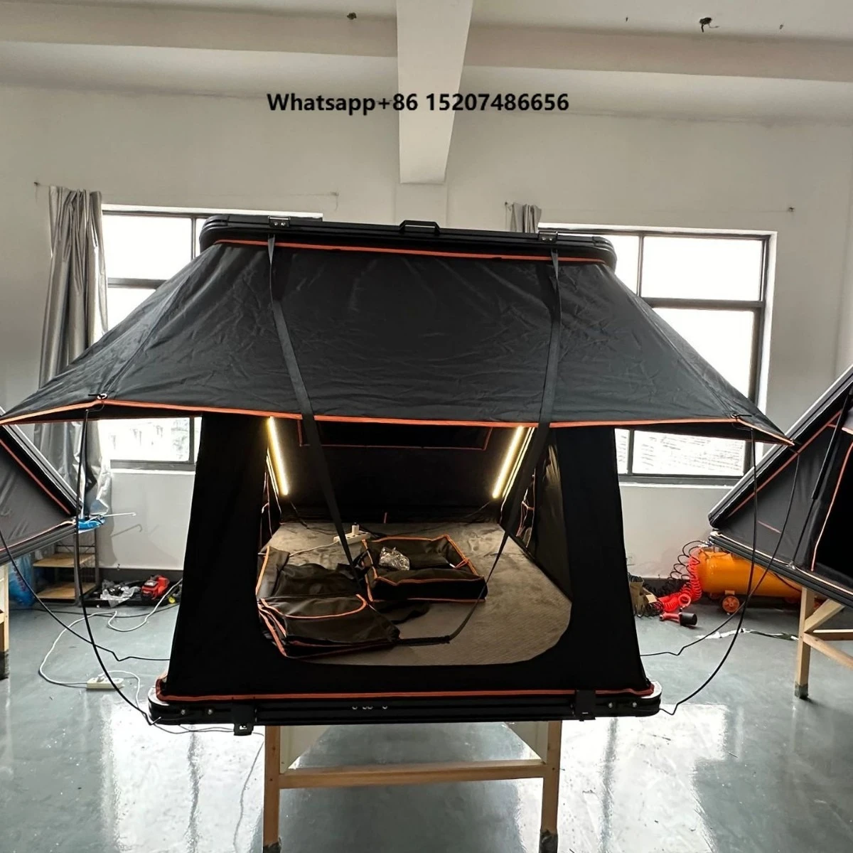 WhisperGarden Roof Rack Tent Four-Season Double Layer Extended Type Canvas Tent Ladder 4X4 Car One Bedroom Living Room