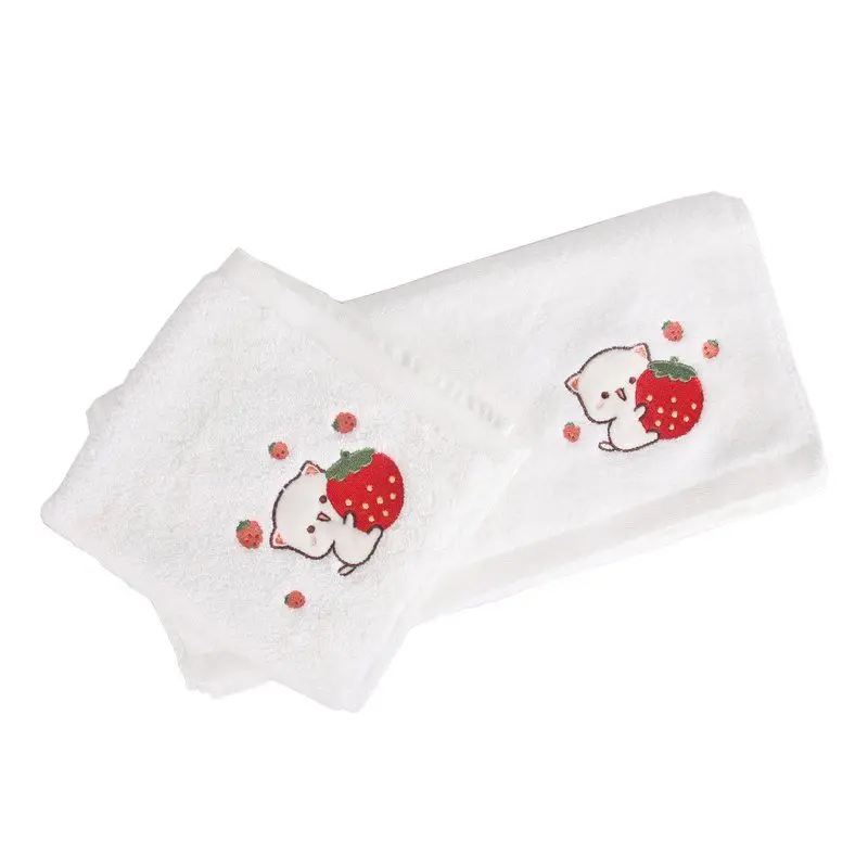 Toalla gruesa de algodón puro Kawaii Mitao Cat para adultos y niños, pañuelo de baño para el hogar, absorbente y suave, melocotón, nuevo