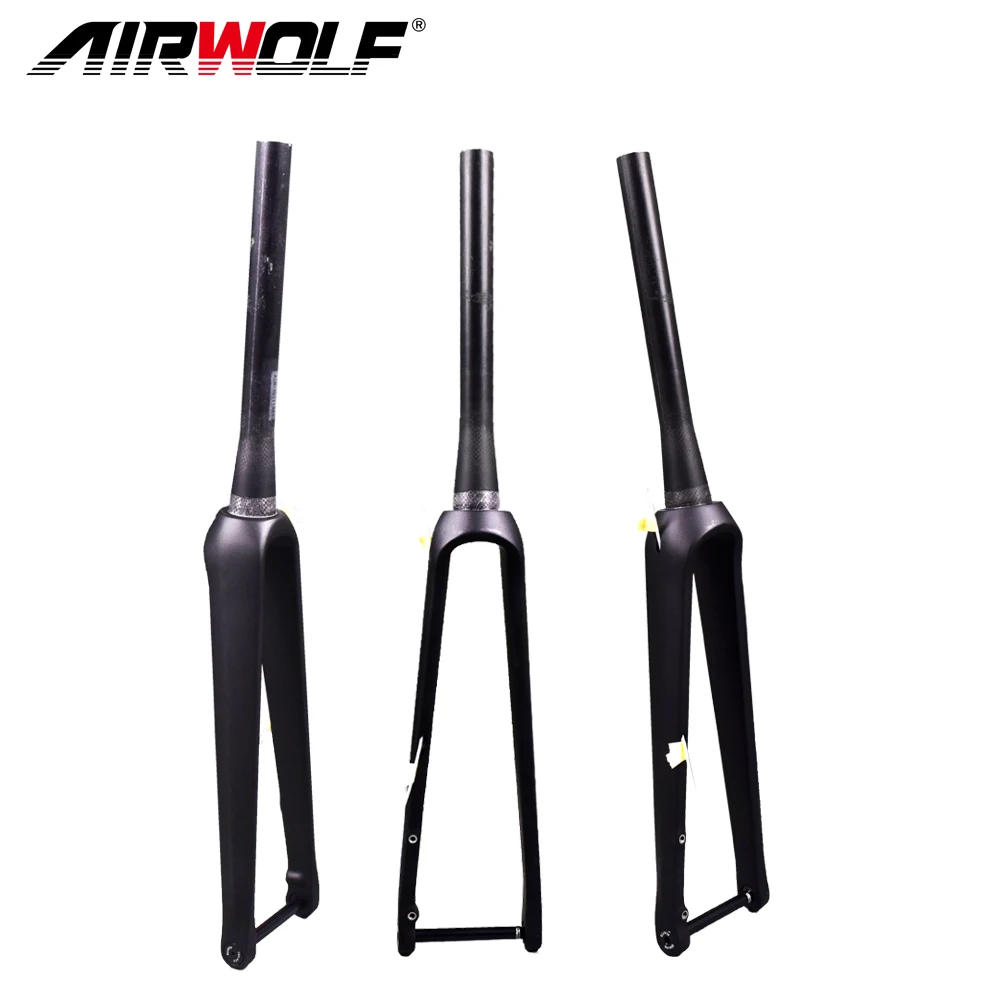 

AIRWOLF Carbon Road Fork 700C Thru Axle 100*12mm UD Disc Brake 140/160mm Carbon Bike Forks Tapered Carbon Road Bicycle Fork