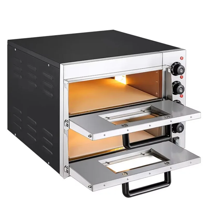 Equipo de cocina para hornear, Horno eléctrico profesional de dos capas, para Pizza, de acero inoxidable, 220V, 68L