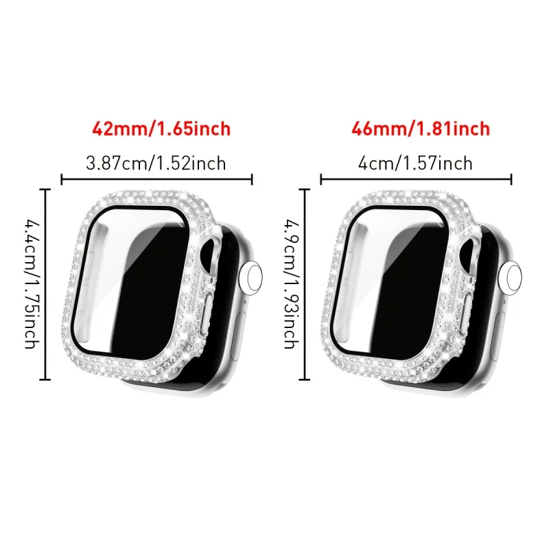Protective Case With Tempered Glass For Apple Watch Series 12 11 10 9 8 7 6 5 4 3 2 1 SE, 46 42 45 41 44 40 38mm Smartwatch Case