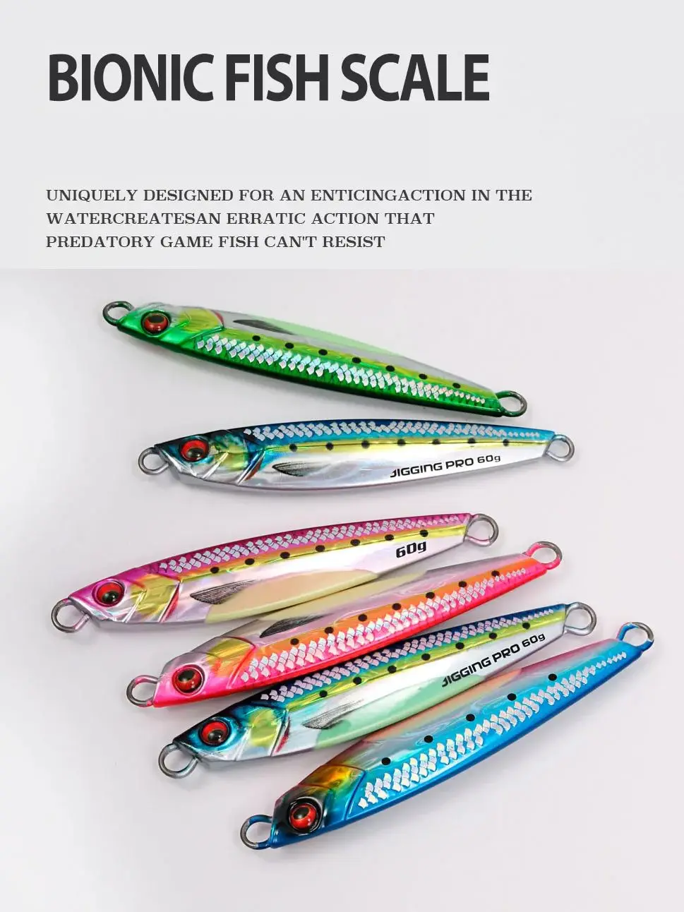 JIGGING PRO 3D-Druck Angelköder 40g 60g 80g Salzwasser Shore Casting Jigging Köder Langsam Metall Jig Seebarsch Hecht Forelle Köder