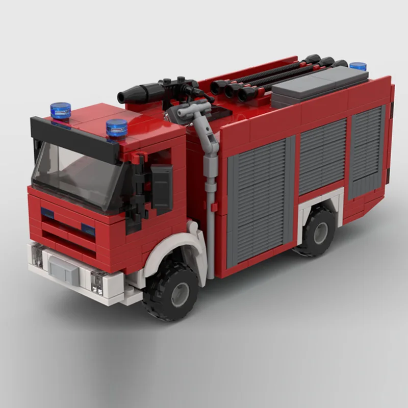 Model Kendaraan Penyelamat Perkotaan MOC Building Bricks TLF Fire Engine Modular Technology Hadiah Liburan Anak-anak Mainan Rakitan
