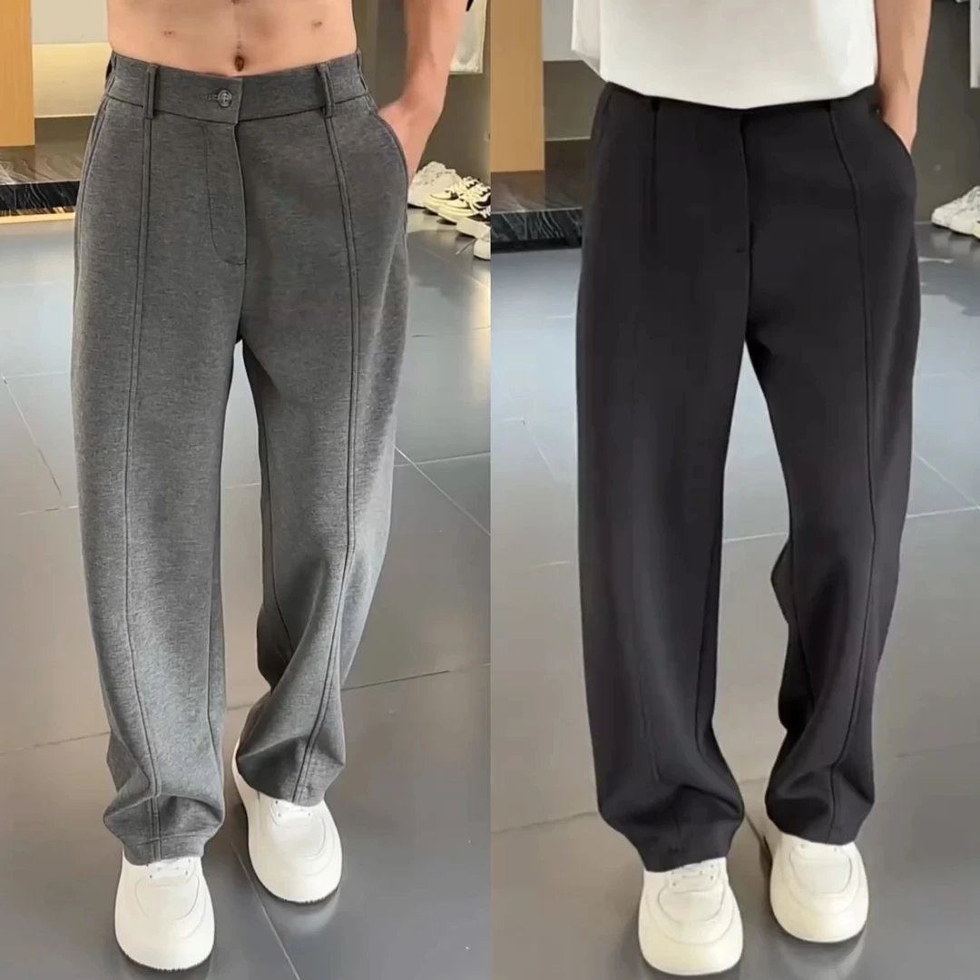 

Мужские повседневные брюки прямого кроя, осенне-зимние, утепленные, с простым дизайном, драпированные, свободные, модные, универсальные, длинные брюки
