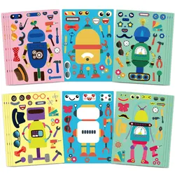 Assemble Robot Stickers For Kids Boys Make A Face Puzzle Stickers DIY Crafts Toddlers Children Educational Party Favors Gifts