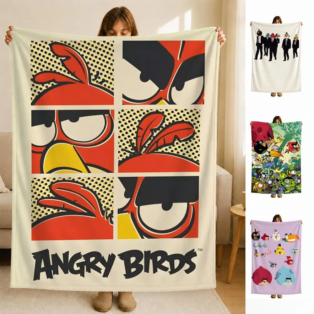 game A-Angry B-Birds Throw Soft Flannel Blanket for Bed Bedroom Sofa Picnic Throw Skin-friendly Breathable Gift Cover
