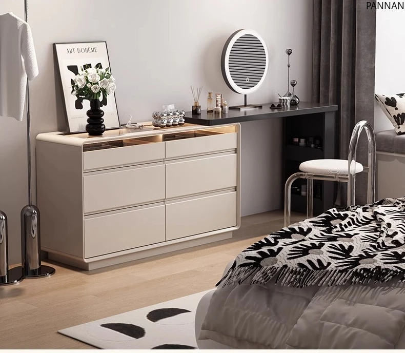 

Solid wood bedroom, dresser, chest, integrated high-end, bedside smart makeup desk, storage cabinet