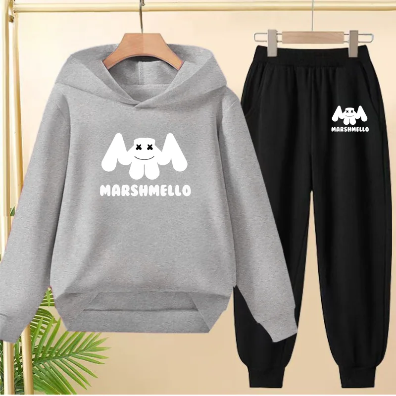 3-12 سن الأطفال ملابس خارجية الخريف الشتاء 2 قطعة مجموعة صبي فتاة خطابات طباعة هوديي بنطلون البلوز لطيف مقنعين رياضية