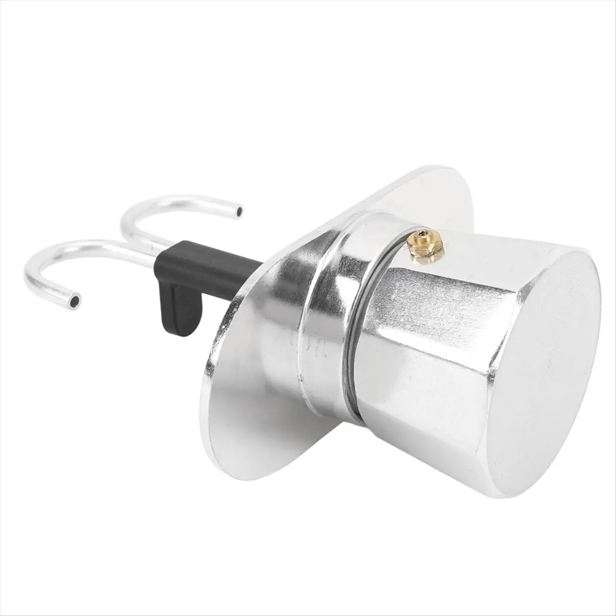A47T 2 Cup Coffee Maker, 100ml Mini Coffee Pot Double-Head Aluminum Stovetop Espresso Maker for Home Cafe Office Use