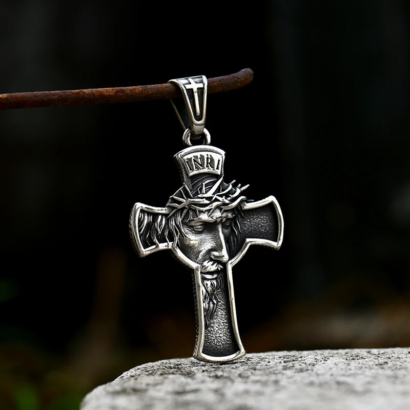 Steel soldier Stainless Steel  Jesus Cross Men's Crucifix Eastern Orthodox Pendant Chain Necklace Jewelry