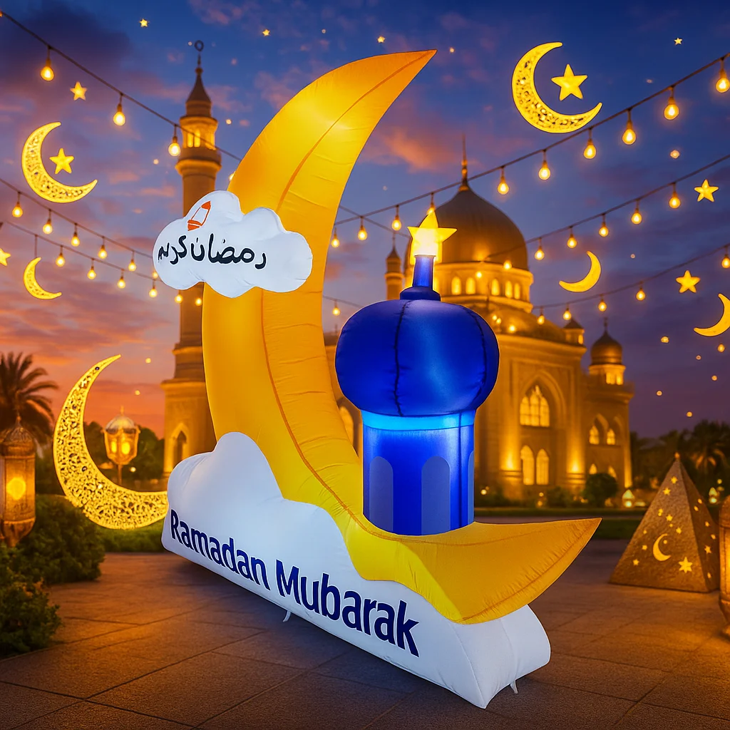  1,8 M/5,9 FT Aufblasbare Spielzeug Muslimischen Eid DIY Dekoration Urlaub Ramadan Festival Mond Dekor Garten Hof LED Licht ornament Geschenk