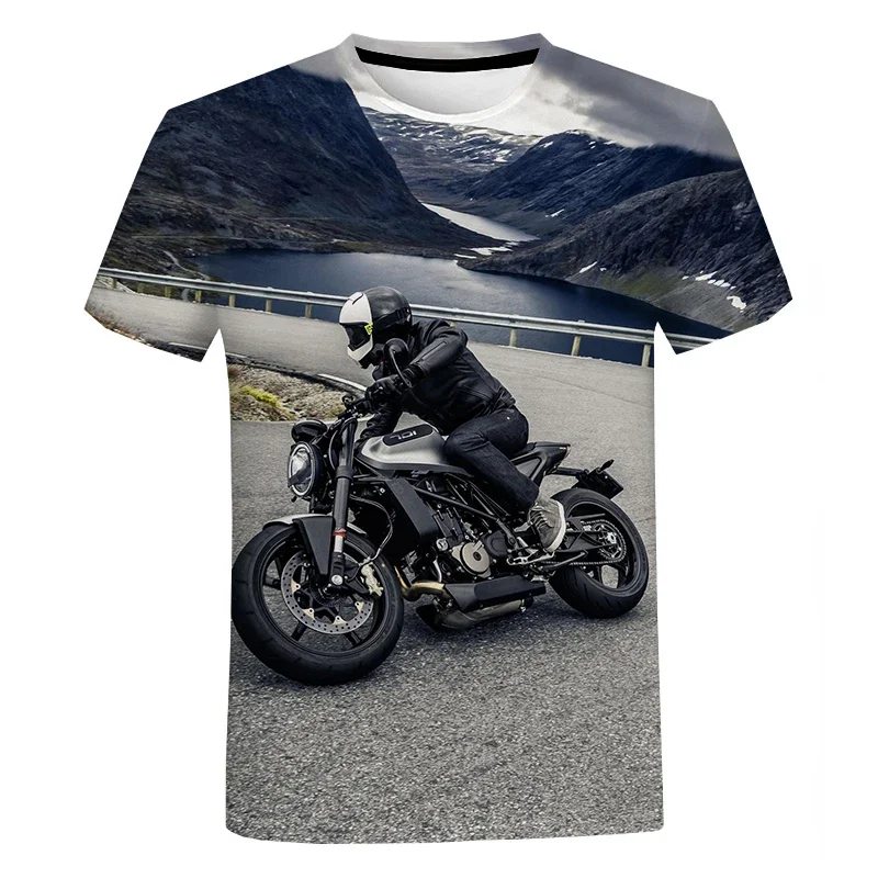 New Fashion Men and Women Biker 3dT T-shirt Summer Casual Trend T-shirt Round Neck Oversized Harajuku Tops