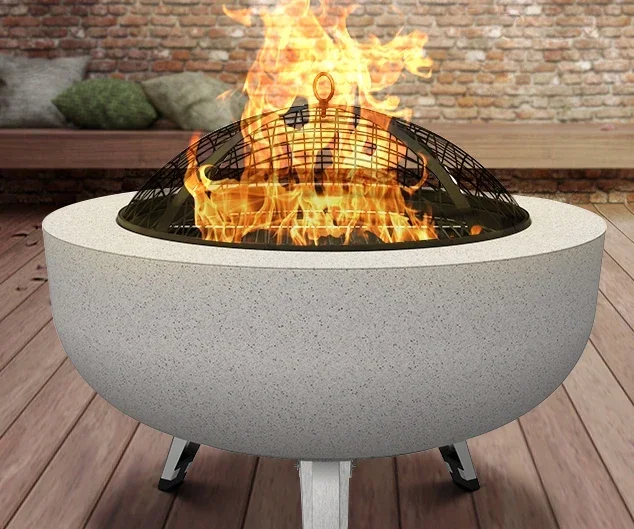 

#Mgo Outdoor Backyards Round Garden Fire Pit Patio Firewood Brazier Fire Bowl Wood Burning Firepits With Bbq Function